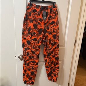 Women's Bold Camouflage Cargo Pants - Orange & Black Small Slim Fit